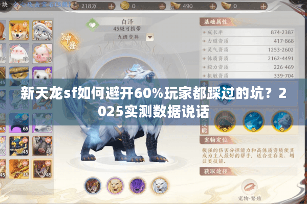 新天龙sf如何避开60%玩家都踩过的坑？2025实测数据说话