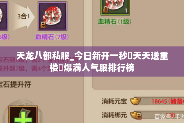 天龙八部私服_今日新开一秒▷天天送重楼◁爆满人气服排行榜