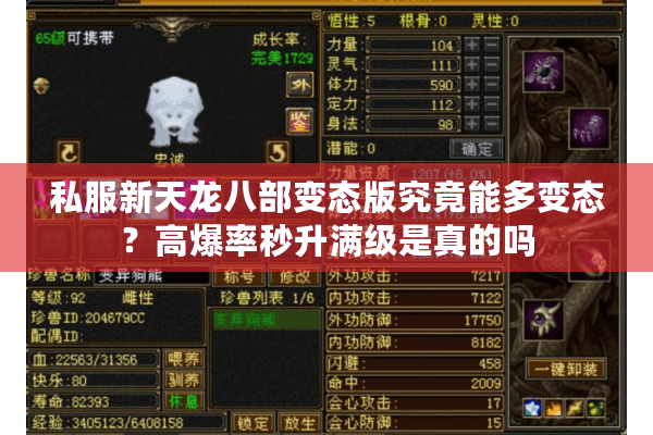私服新天龙八部变态版究竟能多变态？高爆率秒升满级是真的吗